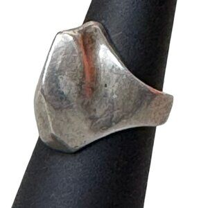 Vintage Solid Silver Statement Ring Size 5 Geometric Modernist Handmade Artisan